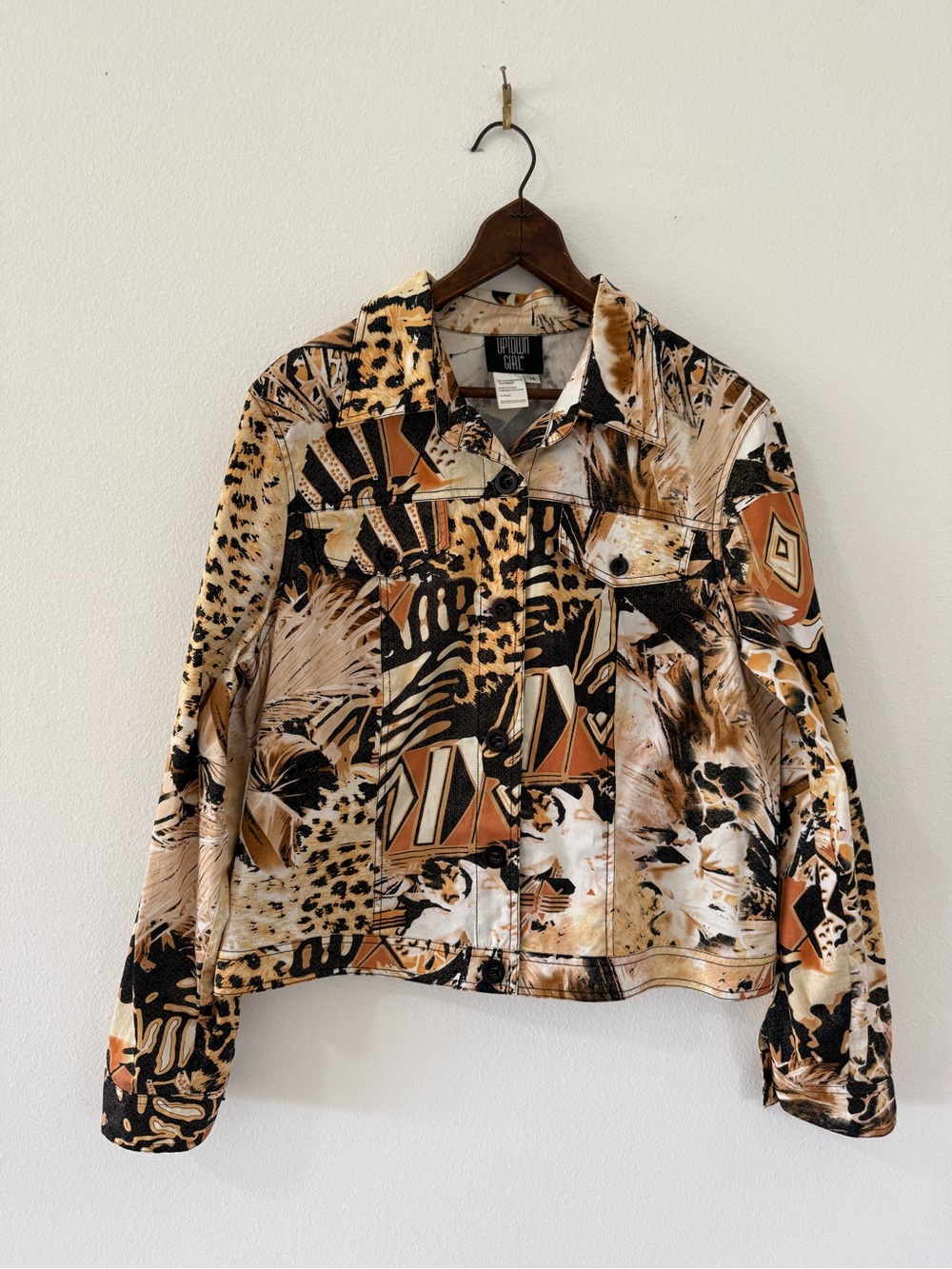 Vintage Uptown Girl Mixed Animal Print Shirt Jacket Size 14 90s Y2K Shacket Mob